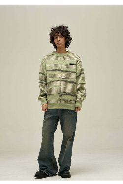 WLNEXT Double Striped Sweater - Y2K Summer, 90s Grunge, Retro Style, Y2K Club & Party Outfits