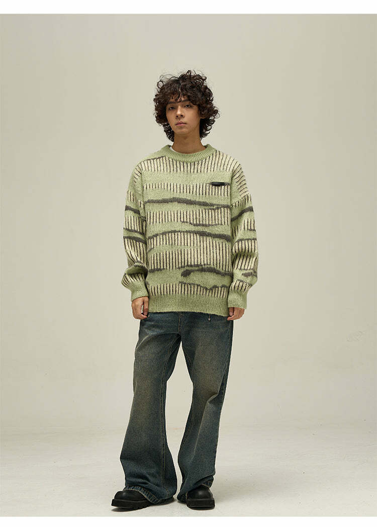 WLNEXT Double Striped Sweater - Y2K Summer, 90s Grunge, Retro Style, Y2K Club & Party Outfits