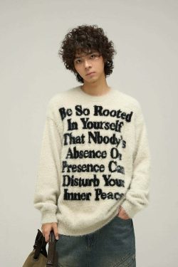 WLNEXT Inner Peace Sweater - Y2K Summer, 90s Grunge, Retro 70s, Pastel Goth, Y2K
