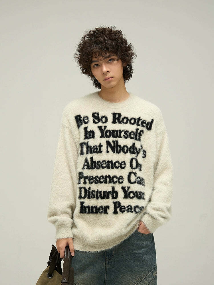WLNEXT Inner Peace Sweater - Y2K Summer Grunge, 90s Retro, Pastel Goth, Y2K Club & Party Out