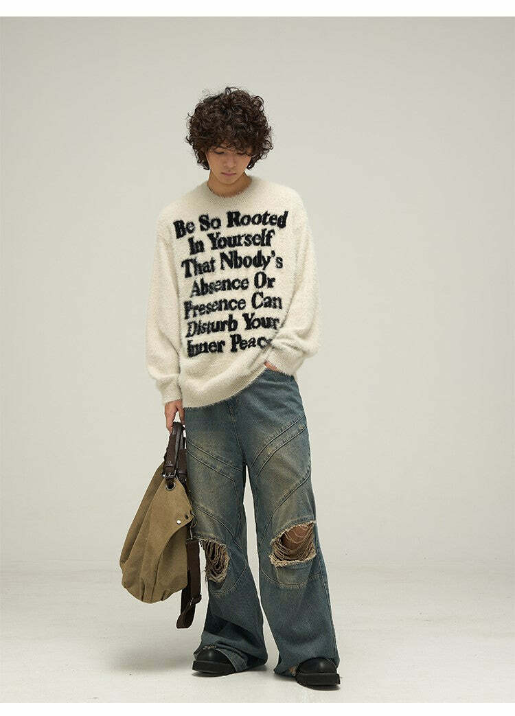 WLNEXT Inner Peace Sweater - Y2K Summer Grunge, 90s Retro, Pastel Goth, Y2K Club & Party Out