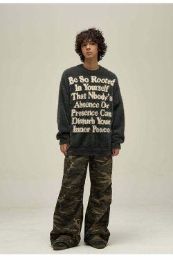 WLNEXT Inner Peace Sweater - Y2K Summer Grunge, 90s Retro, Pastel Goth, Y2K Club & Party Out