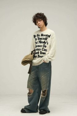WLNEXT Inner Peace Sweater - Y2K Summer Grunge, 90s Retro, Pastel Goth, Y2K Club & Party Out