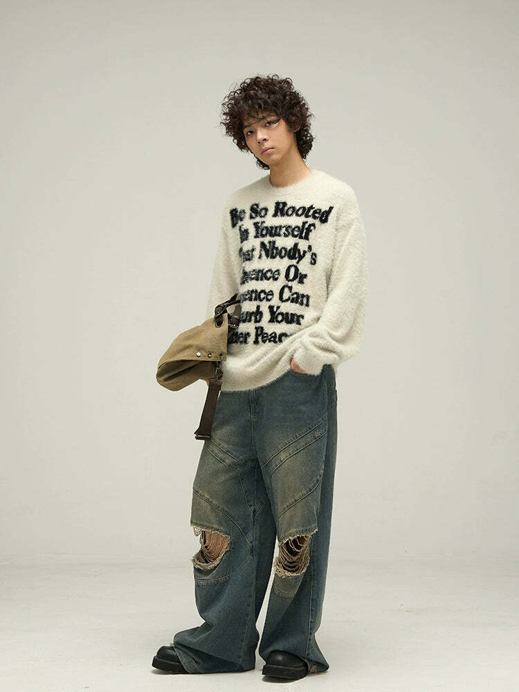 WLNEXT Inner Peace Sweater - Y2K Summer Grunge, 90s Retro, Pastel Goth, Y2K Club & Party Out