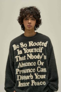 WLNEXT Inner Peace Sweater - Y2K Summer Grunge, 90s Retro, Pastel Goth, Y2K Club & Party Out