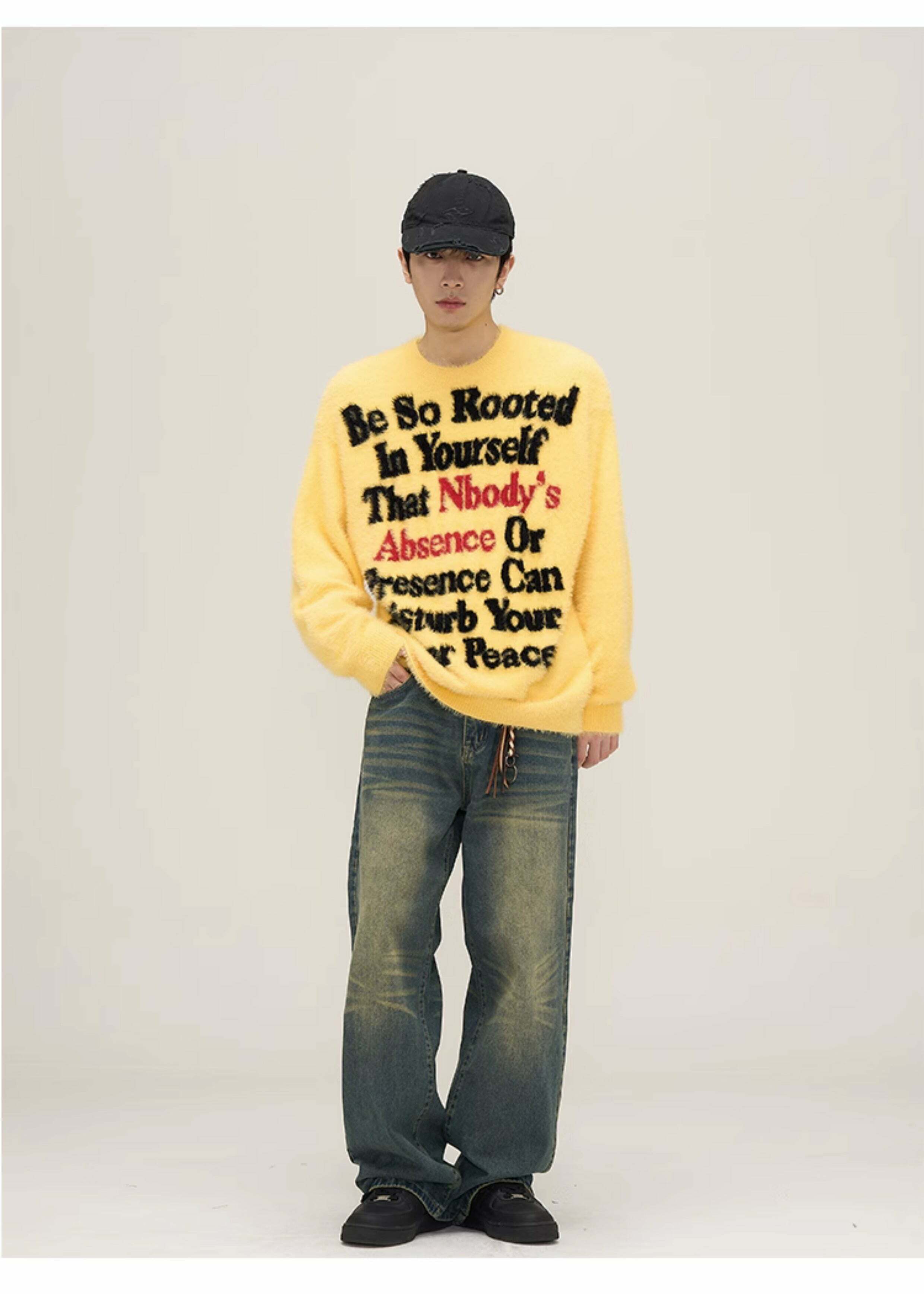 WLNEXT Inner Peace Sweater - Y2K Summer Grunge, 90s Retro, Pastel Goth, Y2K Club & Party Out