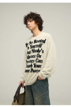 WLNEXT Inner Peace Sweater - Y2K Summer Grunge, 90s Retro, Pastel Goth, Y2K Club & Party Out