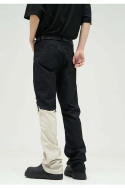 WLNEXT Two-Tone Trousers - Y2K Summer Grunge, 90s Retro, Pastel Goth, Y2K Club &