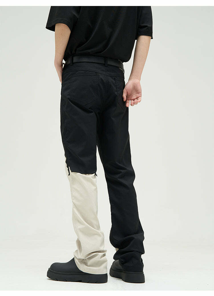 WLNEXT Two-Tone Trousers - Y2K Summer Grunge, 90s Retro, Pastel Goth, Y2K Club &