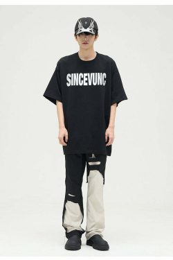 WLNEXT Two-Tone Trousers - Y2K Summer Grunge, 90s Retro, Pastel Goth, Y2K Club &