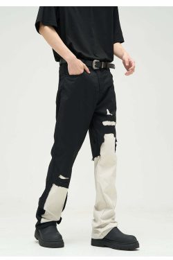 WLNEXT Two-Tone Trousers - Y2K Summer Grunge, 90s Retro, Pastel Goth, Y2K Club &
