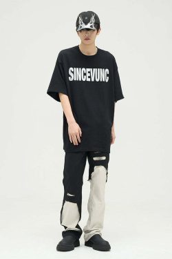 WLNEXT Two-Tone Trousers - Y2K Summer Grunge, 90s Retro, Pastel Goth, Y2K Club &