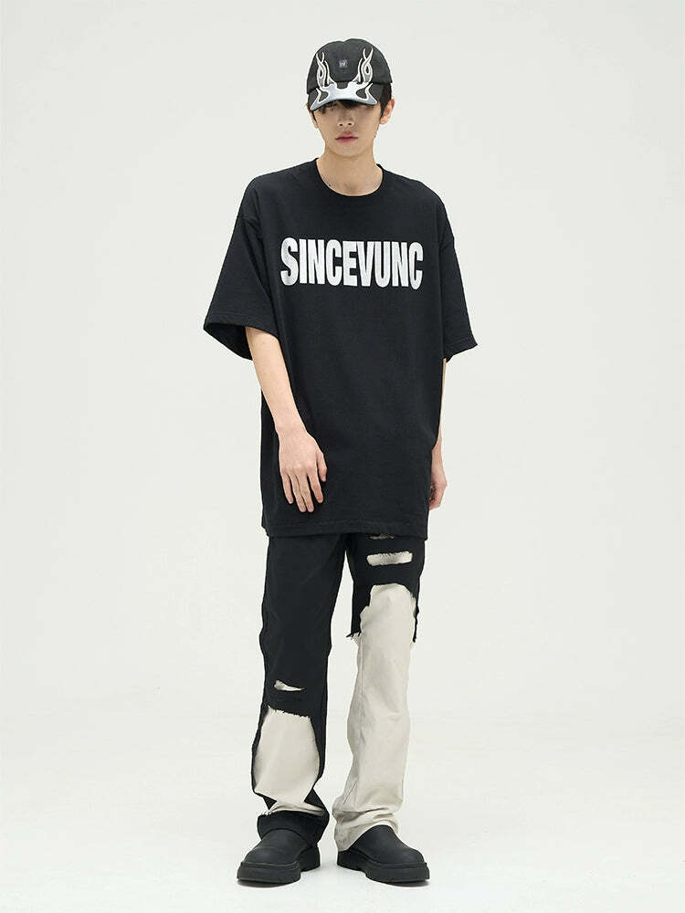 WLNEXT Two-Tone Trousers - Y2K Summer Grunge, 90s Retro, Pastel Goth, Y2K Club &
