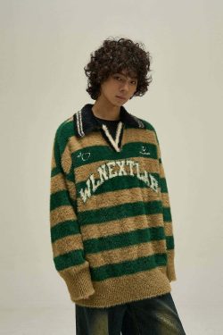 WLNEXT Y2K Collared Sweater - Retro 90s Grunge, Summer Outfits, Pastel Goth Fashion