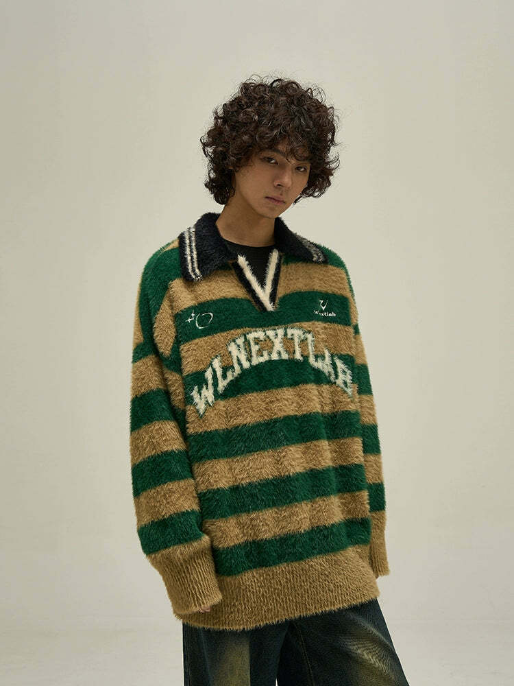 WLNEXT Y2K Collared Sweater - Retro 90s Grunge, Summer Outfits, Pastel Goth Fashion
