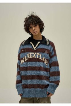 WLNEXT Y2K Collared Sweater - Retro 90s Grunge, Summer Outfits, Pastel Goth Fashion
