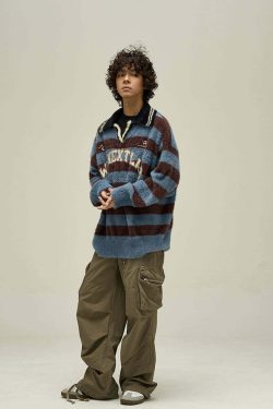 WLNEXT Y2K Collared Sweater - Retro 90s Grunge, Summer Outfits, Pastel Goth Fashion
