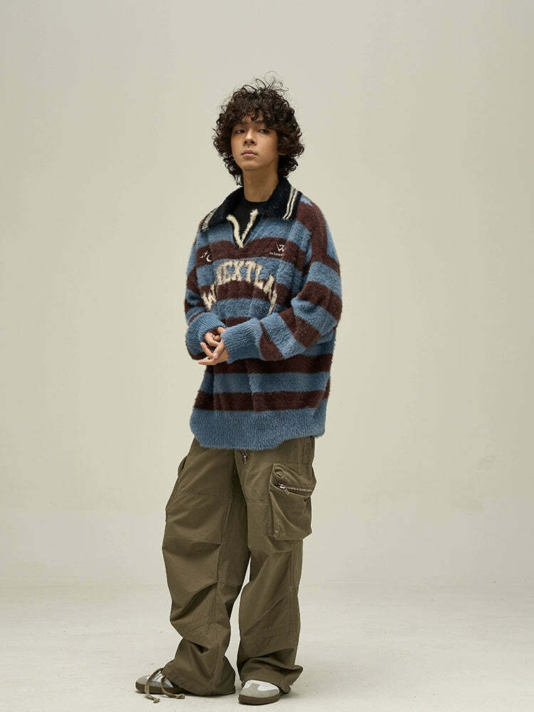 WLNEXT Y2K Collared Sweater - Retro 90s Grunge, Summer Outfits, Pastel Goth Fashion