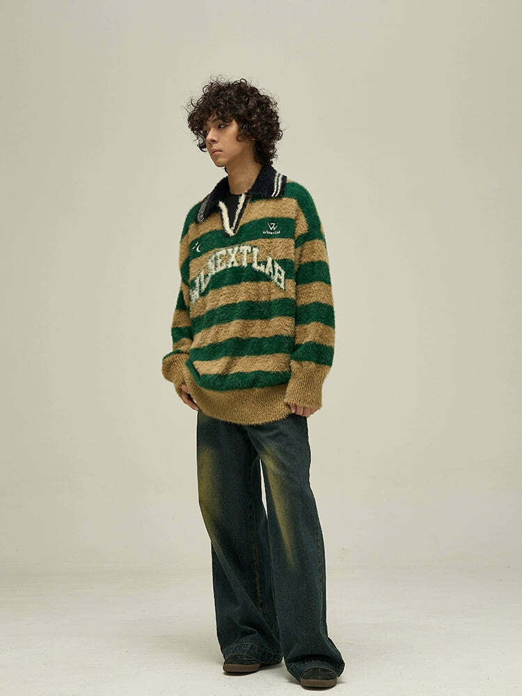 WLNEXT Y2K Collared Sweater - Retro 90s Grunge, Summer Outfits, Pastel Goth Fashion
