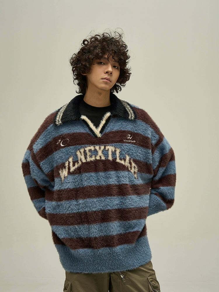 WLNEXT Y2K Collared Sweater - Retro 90s Grunge, Summer Outfits, Pastel Goth Fashion