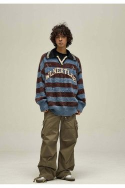 WLNEXT Y2K Collared Sweater - Retro 90s Grunge, Summer Outfits, Pastel Goth Fashion