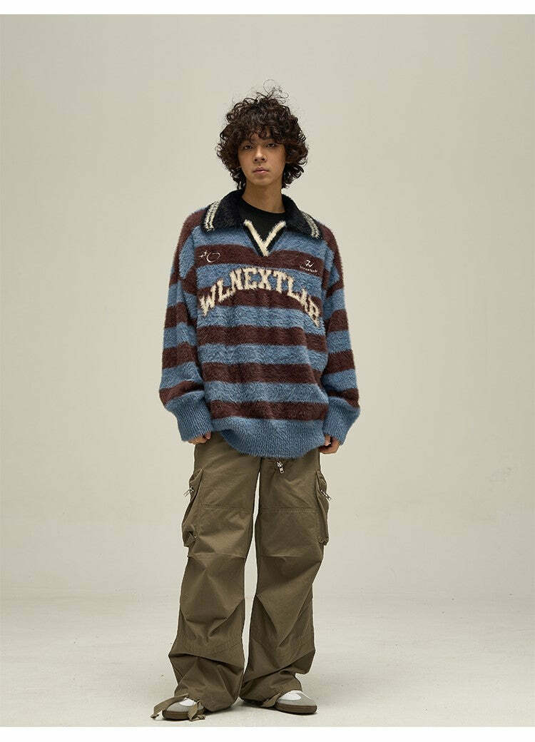 WLNEXT Y2K Collared Sweater - Retro 90s Grunge, Summer Outfits, Pastel Goth Fashion