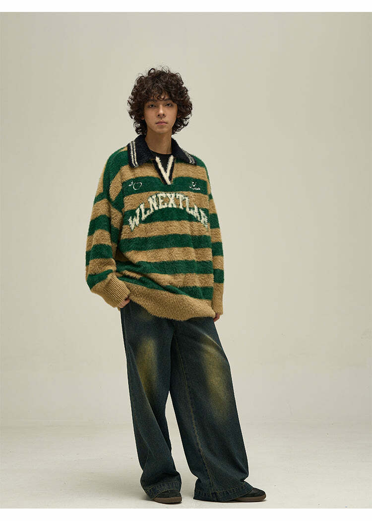 WLNEXT Y2K Collared Sweater - Retro 90s Grunge, Summer Outfits, Y2K Party & Club Fashion