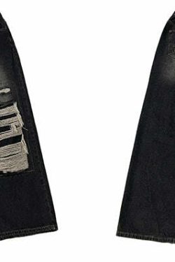 WLNEXT Y2K Grunge Distressed Patched Jeans - Retro 90s Fashion, Summer Y2K Outfits