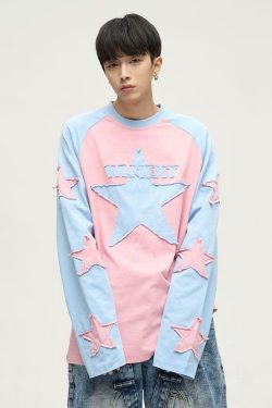 Wlnext Y2K Patchwork Longsleeve Shirt - Retro 90s Grunge, Summer Outfits, Y2K Fashion