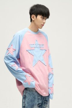 Wlnext Y2K Patchwork Longsleeve Shirt - Retro 90s Grunge, Summer Outfits, Y2K Fashion