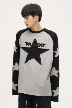 Wlnext Y2K Patchwork Longsleeve Shirt - Retro 90s Grunge, Summer Outfits, Y2K Fashion