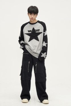 Wlnext Y2K Patchwork Longsleeve Shirt - Retro 90s Grunge, Summer Outfits, Y2K Fashion