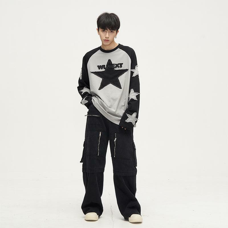 Wlnext Y2K Patchwork Longsleeve Shirt - Retro 90s Grunge, Summer Outfits, Y2K Fashion