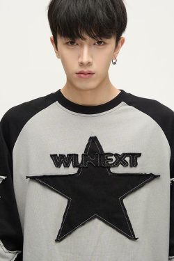 Wlnext Y2K Patchwork Longsleeve Shirt - Retro 90s Grunge, Summer Outfits, Y2K Fashion