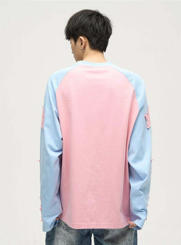 Wlnext Y2K Patchwork Longsleeve Shirt - Retro 90s Grunge, Summer Outfits, Y2K Fashion