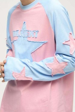 Wlnext Y2K Patchwork Longsleeve Shirt - Retro 90s Grunge, Summer Outfits, Y2K Fashion