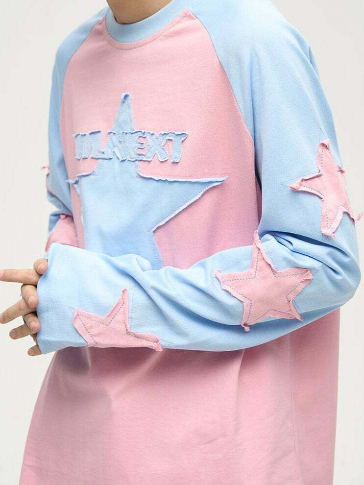 Wlnext Y2K Patchwork Longsleeve Shirt - Retro 90s Grunge, Summer Outfits, Y2K Fashion
