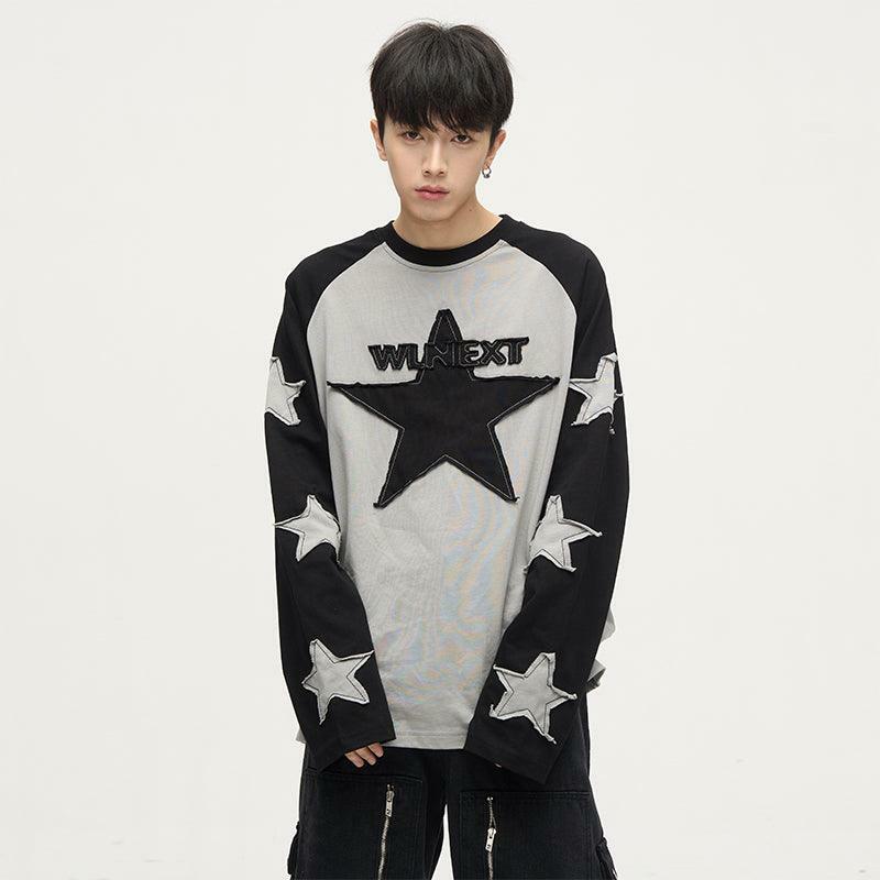 Wlnext Y2K Patchwork Longsleeve Shirt - Retro 90s Grunge, Summer Outfits, Y2K Fashion