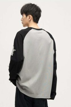 Wlnext Y2K Patchwork Longsleeve Shirt - Retro 90s Grunge, Summer Outfits, Y2K Fashion