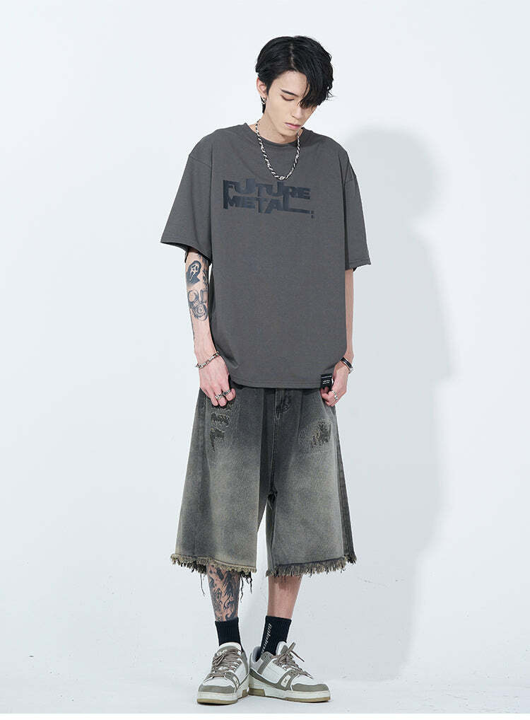 WLNEXT Y2K Vintage Raw Edge Denim Shorts - 90s Grunge Summer Outfit, Retro Y2K Fashion