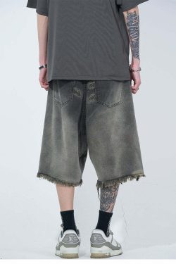 WLNEXT Y2K Vintage Raw Edge Denim Shorts - 90s Grunge Summer Outfit, Retro Y2K Fashion