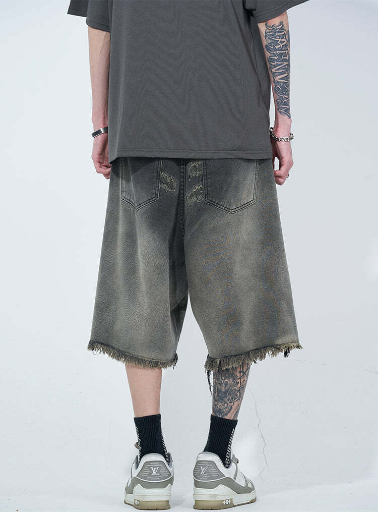 WLNEXT Y2K Vintage Raw Edge Denim Shorts - 90s Grunge Summer Outfit, Retro Y2K Fashion