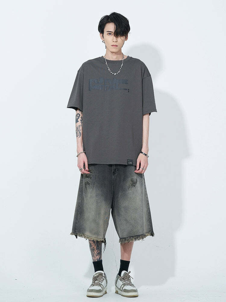 WLNEXT Y2K Vintage Raw Edge Denim Shorts - 90s Grunge Summer Outfit, Retro Y2K Fashion
