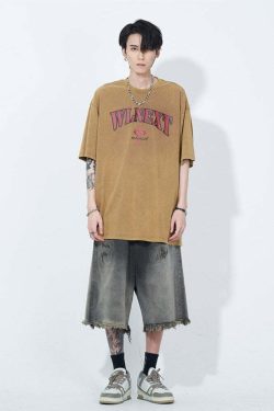 WLNEXT Y2K Vintage Raw Edge Denim Shorts - 90s Grunge Summer Outfit, Retro Y2K Fashion