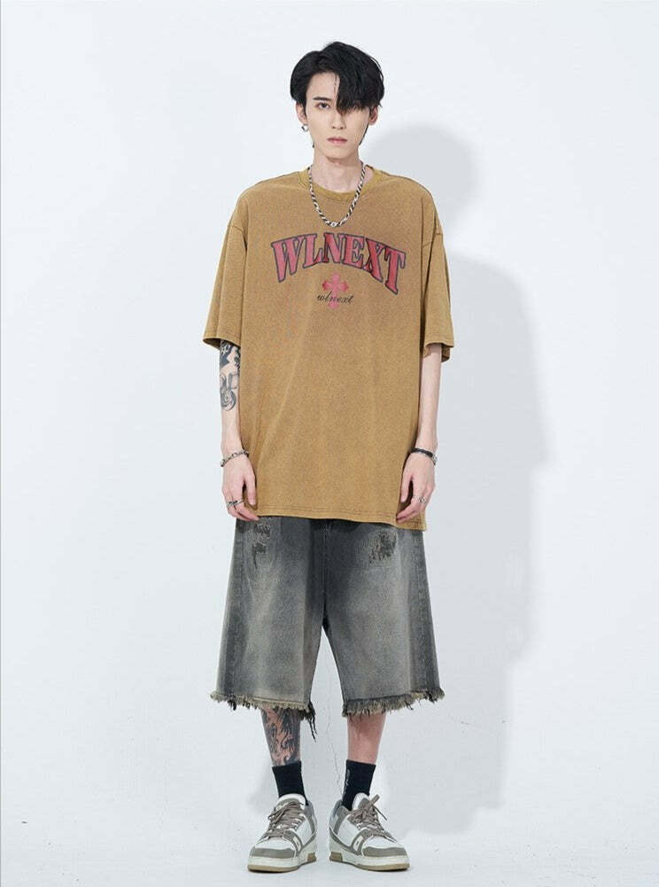 WLNEXT Y2K Vintage Raw Edge Denim Shorts - 90s Grunge Summer Outfit, Retro Y2K Fashion