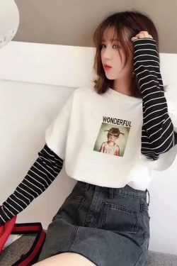 Wonderful Striped Sweatshirt - Y2K Summer, 90s Grunge, Retro, Pastel Goth, Y2K Club Out