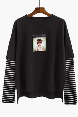 Wonderful Striped Sweatshirt - Y2K Summer, 90s Grunge, Retro, Pastel Goth, Y2K Club Out