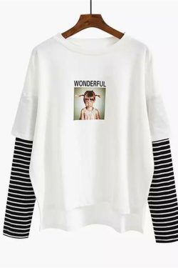Wonderful Striped Sweatshirt - Y2K Summer, 90s Grunge, Retro, Pastel Goth, Y2K Club Out