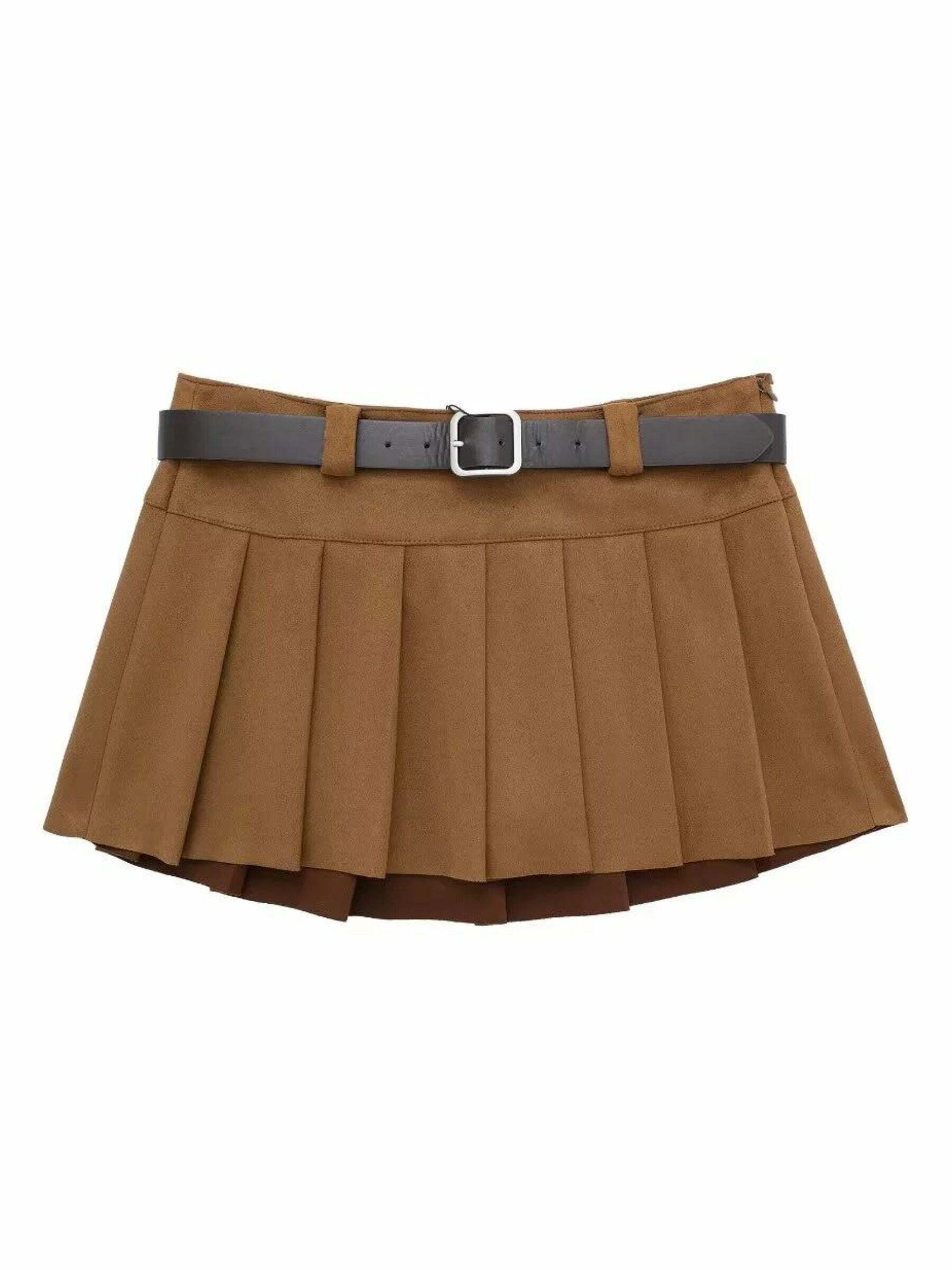 Wrenna Faux Fur Pleated Mini Skirt - Y2K Summer, 90s Grunge, Retro Goth, Y2K Party Outfit