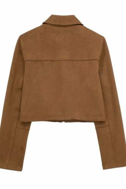 Wrenna Faux Suede Jacket - Y2K Summer Grunge, 90s Retro, Pastel Goth, Y2K Party & Club